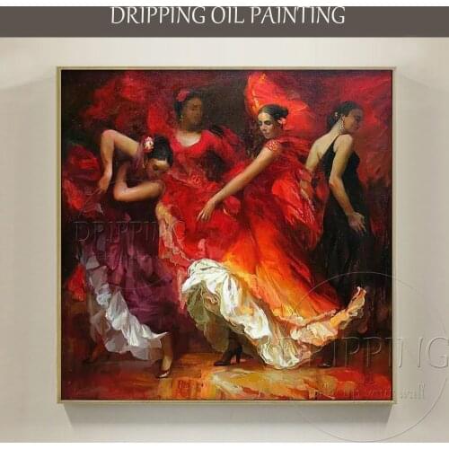 Luxury Artwork Top Artist Hand-painted Spain Dancer Flamenco Dance Oil Painting Impressionist Flamenco Dancer Portraits Painting