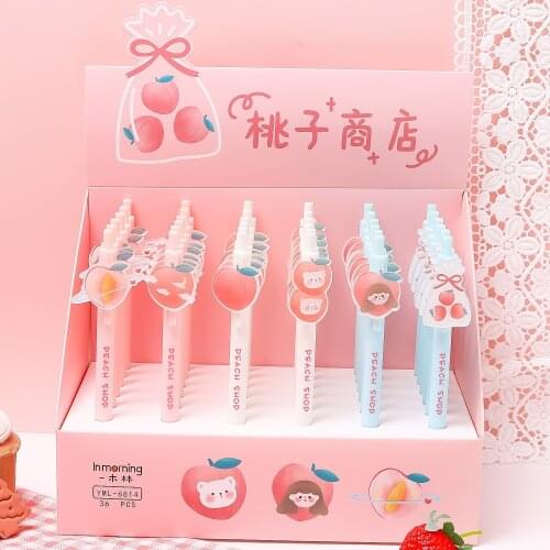 36pcs Gel Pens Cute girl black colored kawaii gel-ink pens pens for writing Cute stationery office school supplies 0.5mm