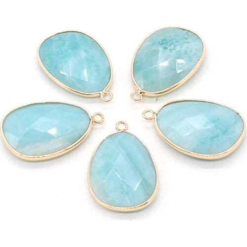 Blue Amazonites Druzy Pendant Womens Handmade Healing Stone Made Pendant Natural Stone Jewelry Druzy wholesale DIY 23x34mm