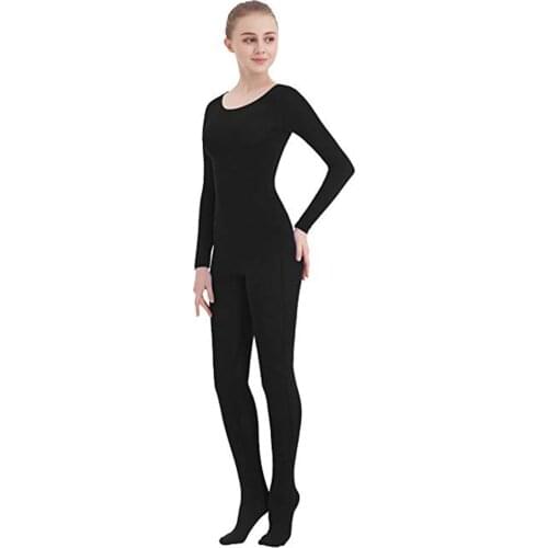 SPEERISE Long Sleeve Unitards for Women Dance Black Gymnastics Unitard Scoop Neck Spandex Catsuits Unisex Jumpsuits Men costumes