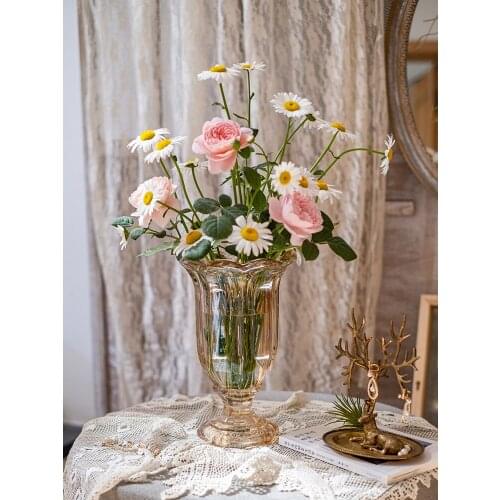 Castle Glass Vase Large Light Luxury Living Room and Sample Room Dining Table Hydroponic Flower Decorative Flowerpot Decoration