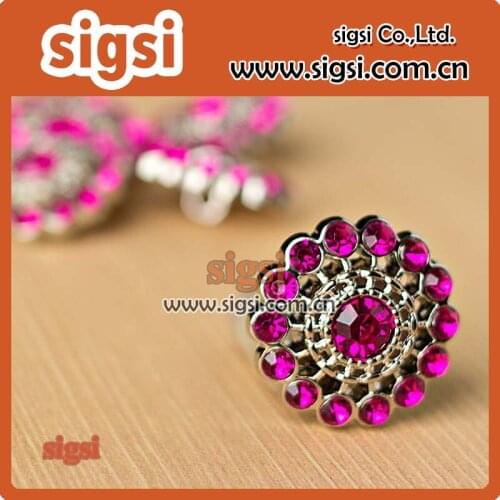 Pink flower shape crystal acrylic rhinestone button for garniture