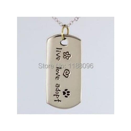 Dog tag hot sales Live Love Adopt Cat tag cheap custom Pet Rescue tags low price cute pet Paw Print Tag