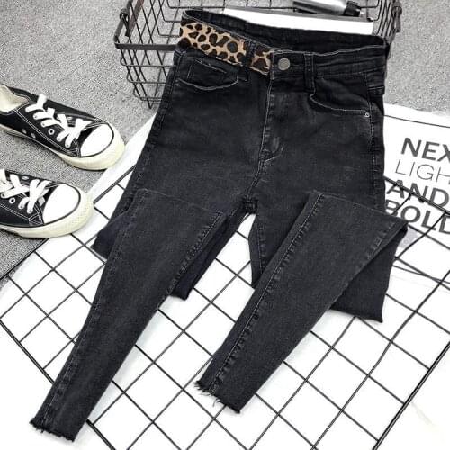 Woman Jeans Pants Slim Fit! Leopard Print Black Gray Winter High Waist Tight Skinny Pants Pantalones Vaqueros Mujer