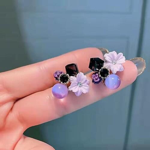 Earrings Retro Temperament Europe And America New High-Quality Purple Earrings Female Exquisite Niche Fashion Stud Earrings 2021