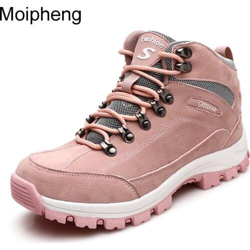 Moipheng Winter Sneakers Plush Women Hiking Shoes Womens Camping Sneakers Breathable Shoes Plus Size 35-46 Slip-on Keep Warm