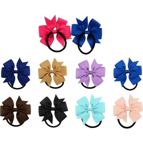 10Pcs Boutique Ribbon Bow With Elastic Hair Bands Cute Pinwheel Hair Accessories