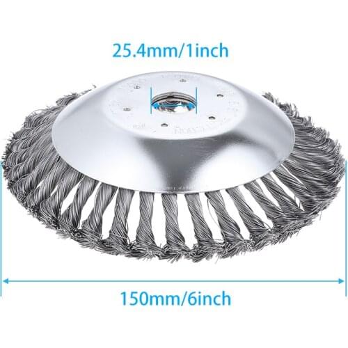150mm/200mm Silver Steel Wire Wheel Brush Grass Trimmer Head for Lawnmower Brush-Cutter Garden Tools
