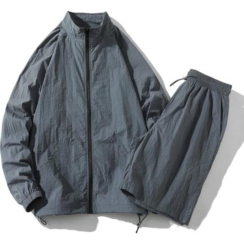 2021 summer outdoor Sun-Protecive jackets Ultra-thin sun protection jacket suit top and shorts summer suit quick dry