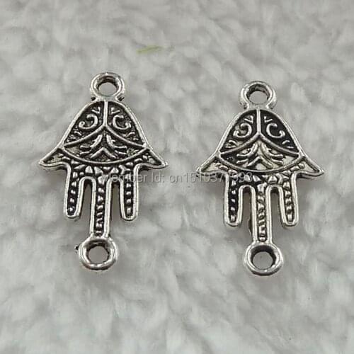 400 pieces antique silver hand connector 23x13mm #345