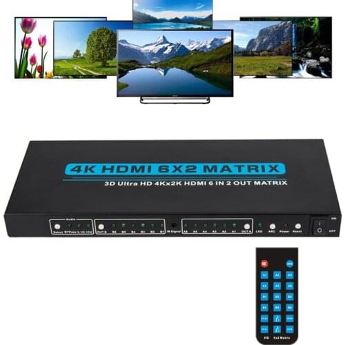 4K 6x2 Matrix 6 IN 2 OUT HDMI Switch Splitter 4x2 2x2 HDMI Matrix Video Converter Audio Extractor Multi PC To Dual TV Monitors