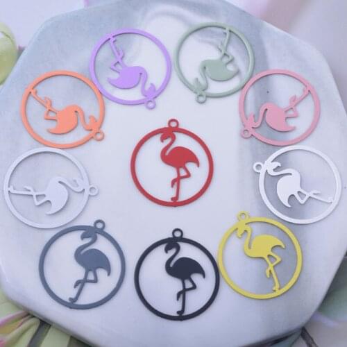 50pcs AC12510 20*22mm Flamingo Charms DIY Earrings Jewelry supplies