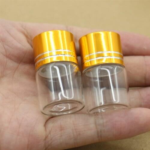 50 pcs/Lot 22*35mm 7ml Glass Small Bottle Golden Plastic Cap Crafts Tiny Glass Jars Transparent Empty Mini Bottle DIY Gift