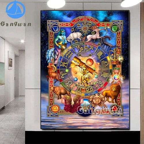 Constellation 12 Zodiac Diamond Embroidery sale Rhinestone painting 5D DIY Diamond Painting full square round drill hobby decor