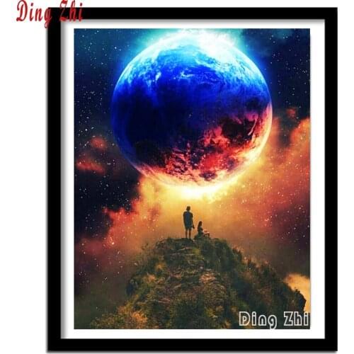 Diamond Embroidery Planet Full Square Round Drill 5D DIY Diamond Painting Moon Scenery Mosaic New Arrival Handmade Home Decor