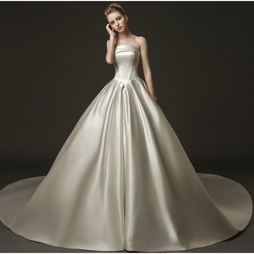 Best France Satin A-line Wedding Dresses Alibaba China Vestido De Noiva Simples Strapless Lace Up Simple Bridal Gowns Gelinlik