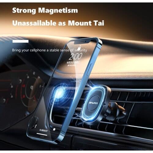 AWEI X21 Car Phone Magnetic Holder Stand 360 Rotation Adjustable Car Air Vent Mount Stand Mobile Cell Phone Support