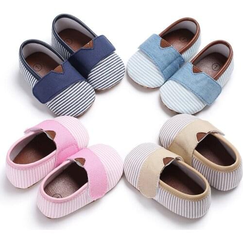 2019 Fashion 4 colours Striped Baby Boy Shoes Lovely Infant First Walkers Good Soft Sole Toddler Baby Shoes Hot Sale