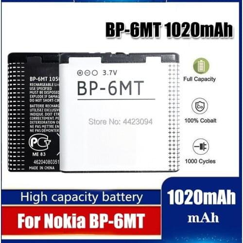 BP-6MT 1050mAh Battery For Nokia N81 N82 N81-8G E51 E51i 6720 6720C BP 6MT Cell Phone Accumulator Battery