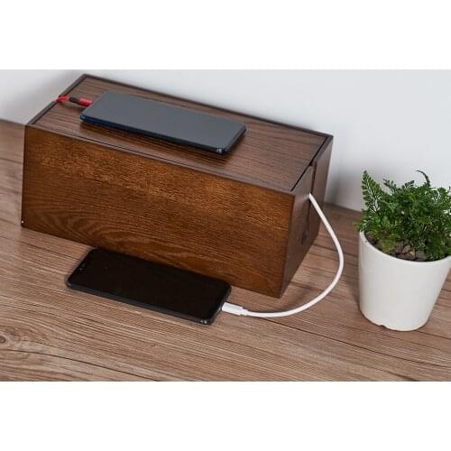 Wooden Cable Management Box Power Strips or Surge Protectors Cord Organizer
