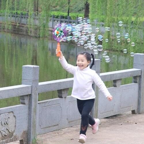 Children Handheld Windmill Manual Bubble Blowing Wand Stick Kids Automatic Bubble Maker Party Wedding Outdoor Toy