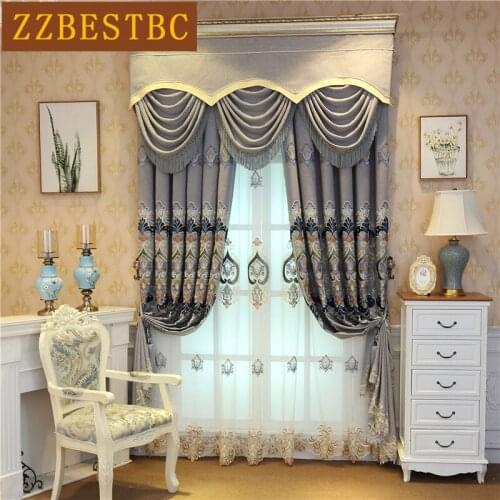 European high quality villa embroidered curtains for living room Elegant Window Curtain Bedroom Kitchen hotel Custom Drapes