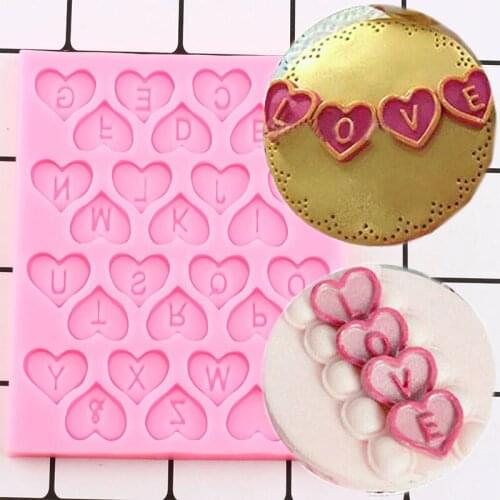 Heart Letters Silicone Mold DIY Sugarcraft Fondant Cake Decorating Tools Chocolate Gumpaste Moulds Polymer Clay Candy Mould