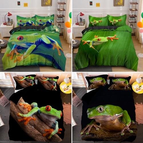 Funny Tree Frog Singe King Bedding Sets Gift For Children Adult Bedclothes 2/3 Pieces Quilt Duvet Cover Set With Pillowcase