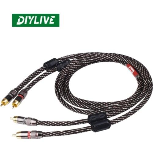 American monster fever grade pure copper double RCA double lotus signal audio cable power amplifier cable black and beige