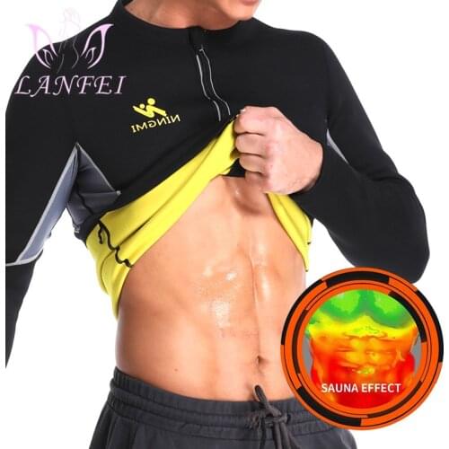 LANFEI Men Hot Neoprene Waist Trainer Vest Weight Loss Compression Sport Corset Sweat Body Shaper Slimming Sauna Tank Top shirts