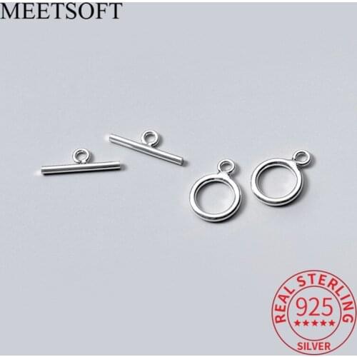 MEETSOFT Trendy 925 Sterling Silver Geometry Letter a pair Charm Special of DIY Handmade Necklace Decoration Bracelet Accessory