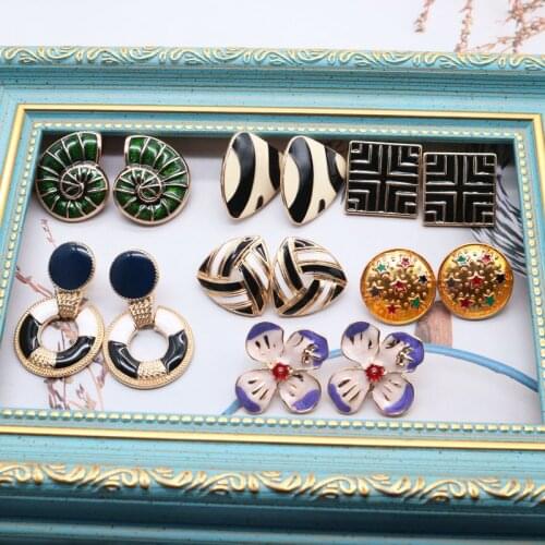 Multi Styles Earrings, Mixed Color Glazing Flower Geometric Enamel Bricons Female