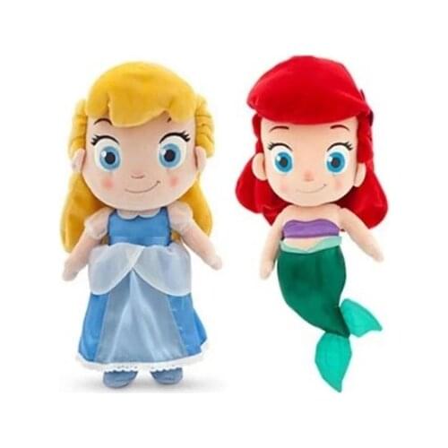 Disney Cartoon Movie Frozen Cute Mermaid and Princess Cinderella Plush toy Soft Doll Birthday Present For Child 30cm