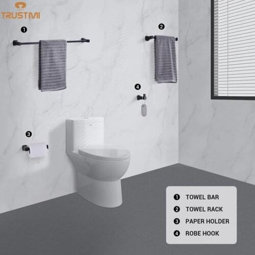 Bathroom Hardware Set Black Robe Hook Towel Rail Bar Kit Rail Shelf Tissue Paper Holder Chrome Bath Accessories Brushed Gold