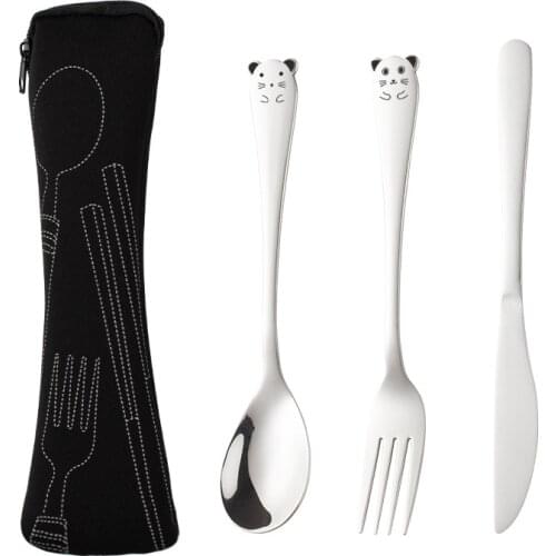 Portable Blockware Set for Children Cartoons Western Cutlery Set Knife Fork Spoon 3pcs/set 304 Stainless Steel Dinner Tableware