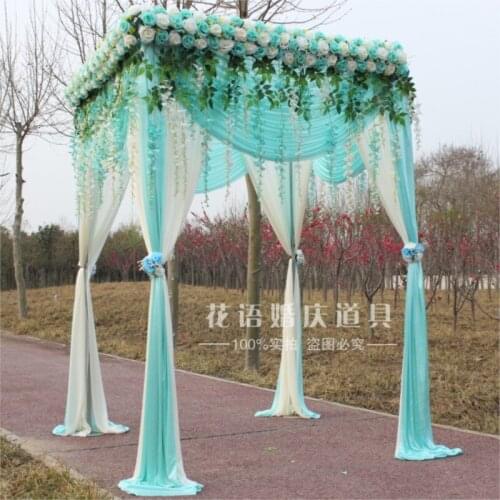Canopy Curtain with Stand Pavilion Frame with Backdrop Curtain Churppah drapes(including curtains+stand+flowers)