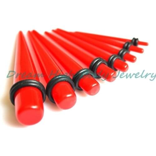 Neon Red Color Earring Taper Stretchers Ear Piercing Tapers Plugs Stretching Stretcher Expander Kit Free Shipping 1.6-10mm