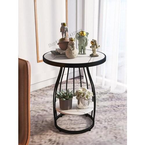 Nordic Light Luxury Marble Side Table Modern Minimalist Living Room Sofa Corner Side Cabinet Side Table Italian Iron Art Small C