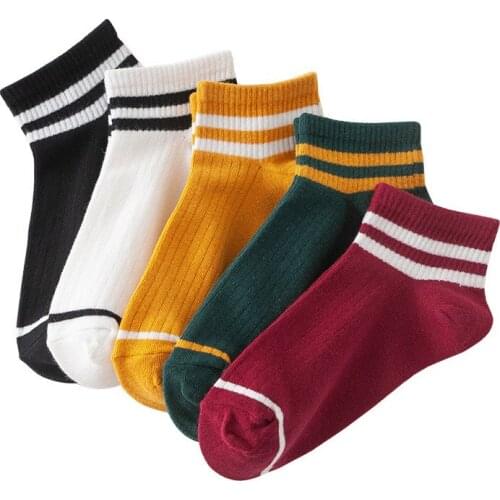 5 pairs New Summer cotton Womens boat Socks College style thin Womens Socks Pure cotton breathable and sweat-absorbent Socks