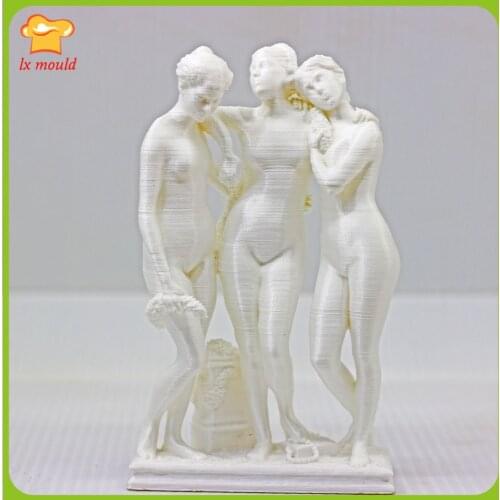2021 New Three Goddess Silicone Molds Home Furnishing Plaster Resin Candle Decoration Moulds European Character Silicone Tool