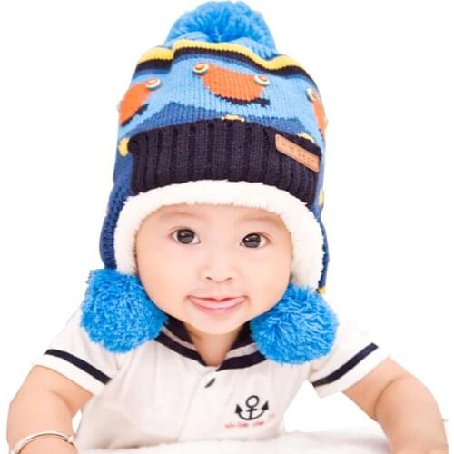 2019 Winter New Korea Knitted Plus Velvet Earmuffs to Keep Warm Baby Hat 0-5 Years Child Boy Girl Hat