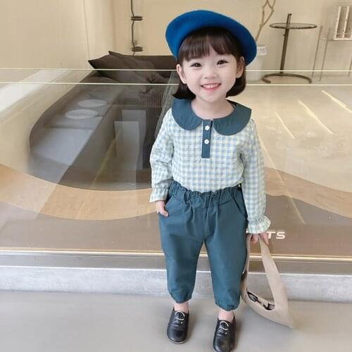 Girls Clothes Plaid Pattern Clothing For Girls Tshirt + Pants Girl Outfit Casual Style Kids Tracksuit