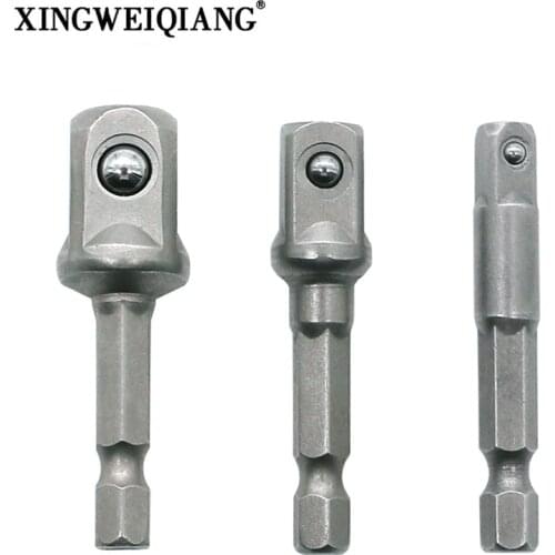 Chrome Vanadium Steel Socket Adapter Hex Shank 1/4" 3/8" 1/2" Drill Bits