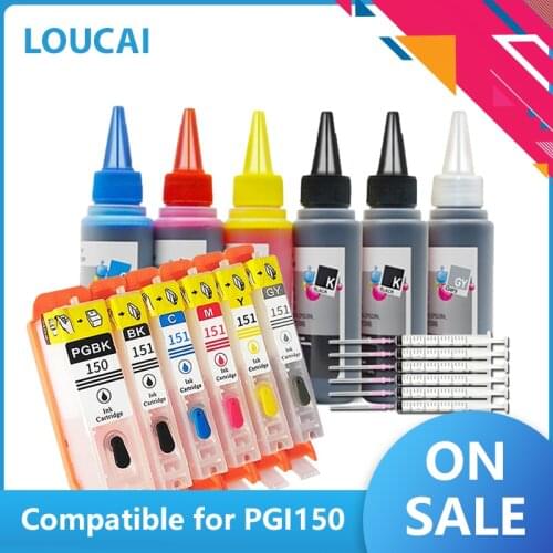 Refillable Ink Cartridge PGI 150 CL151 compatible for Canon PIXMA MG5410 MG5510 MG5610 MG6410 MG6610 IP7210 MX721 IX6810 printer