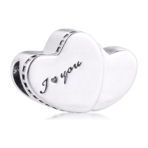 Genuine 925 Sterling Silver Two Hearts Charm Clear CZ Beads for Jewelry Making Fits Original Pandora Bracelet DIY Gift Bijoux