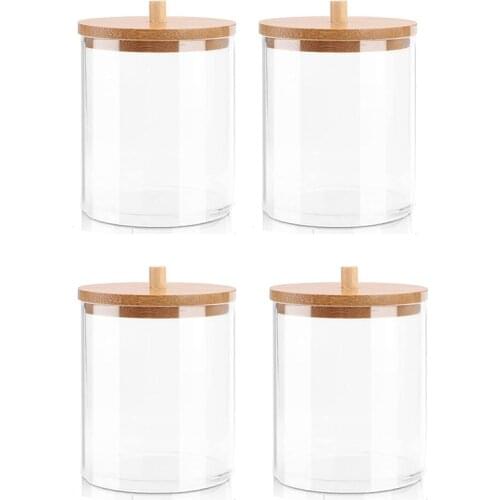 Qtip Holder Dispenser Bathroom Canisters,Cotton Ball Pad Round Swab Holder for Bathroom Accessories Storage Organization