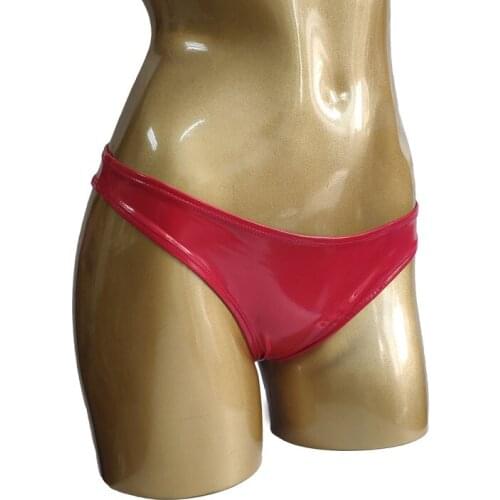 Sexy LaTex Low-Rise G-string Oil Shiny Sexy Micro Thong T-Back PVC Sexy Brifes