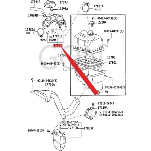 Air filter hose 2001-Toy ota CAM RY air grid hose brake pipe parking brake oil pipe connecting pipe oil supply pipe