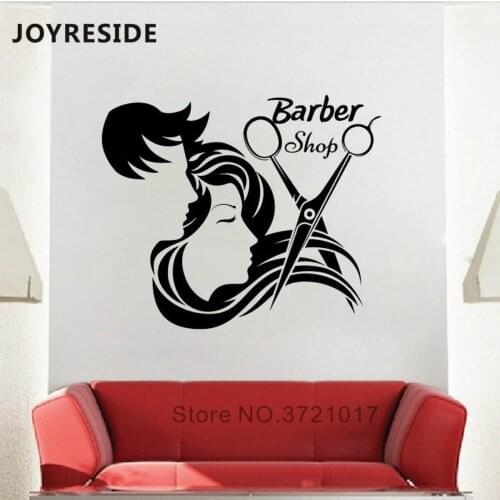JOYRESIDE Haircut Store Wall Decals Barbershop Salon Design Wall Sticker Home Rooms Salon Hair Style Wall Decals Vinyl WM304