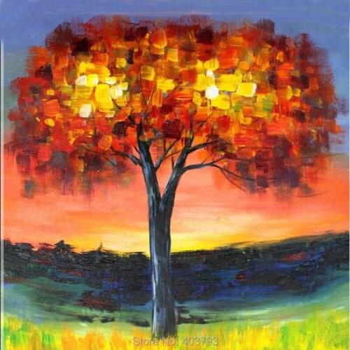 Unframed Glowing Love Tree Original Modern Abstract Art Oil Paintings On Canvas Wall Art Home Decoration
